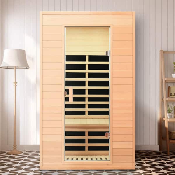 2-Person Indoor Hemlock infrared Sauna with 5 Far-infrared Carbon Crystal Heaters