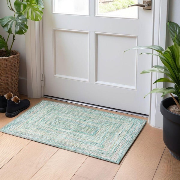 Chantille Machine Washable Indoor/Outdoor Abstract ACN1726 Teal 2 ft. x 3 ft. Accent Rug