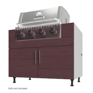 Miami Bluff Beige Matte 42 in. x 34.5 in. x 27in. Flat Panel Stock Assembled Base Kitchen Cabinet Island Back Grill Base