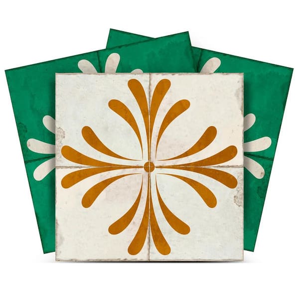 MI ALMA Green, Beige and Gold R455 7 in. x 7 in. Vinyl Peel and Stick Tiles 24-Pack