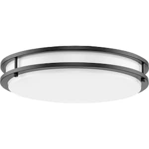 Abide Collection 5-CCT 14 in. Matte Black Contemporary Integrated LED Medium Flush Mount Light