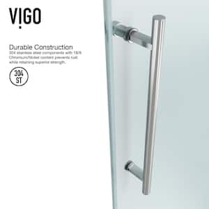 Winslow 36 in. L x 48 in. W x 80 in. H Frameless Sliding Shower Enclosure Kit in Stainless Steel with Clear Glass