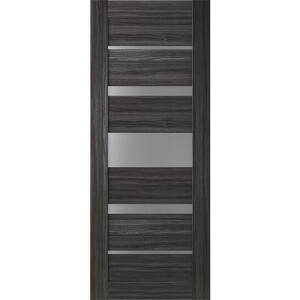 Kina 36"x 84" No Bore Solid Composite Core 5-Lite Frosted Glass Gray Oak Finished Wood Composite Interior Door Slab