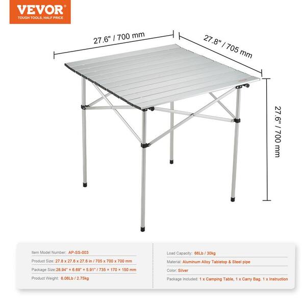 VEVOR Folding Camping Table 28 x 28 in. Outdoor Portable