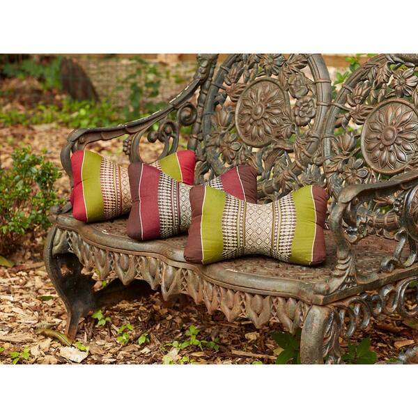 My Zen Home Star Brown and Burgundy Stripes Cotton 14.5 in. x 4.5 in. Throw Pillow