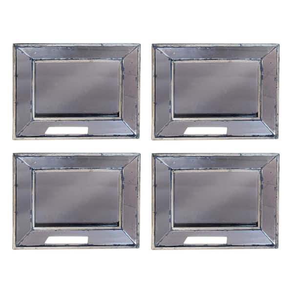 Tripar International, Inc 9.15 in. x 11.9 in. Classic Rectangle Framed Silver Wall Accent Mirror (Set of 4)