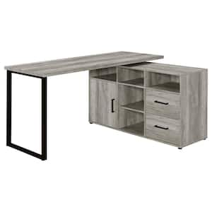 Hertford 59 in. W L-shape Gray Driftwood Office Desk with Storage