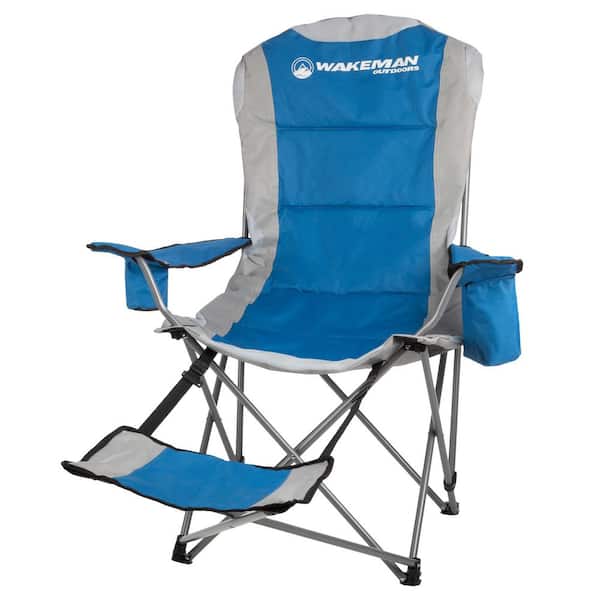 Camping Chair with Footrest - 300 lbs. Capacity Chair with Footrest, Cupholder, and Cooler Pouch - Portable Chair, Blue