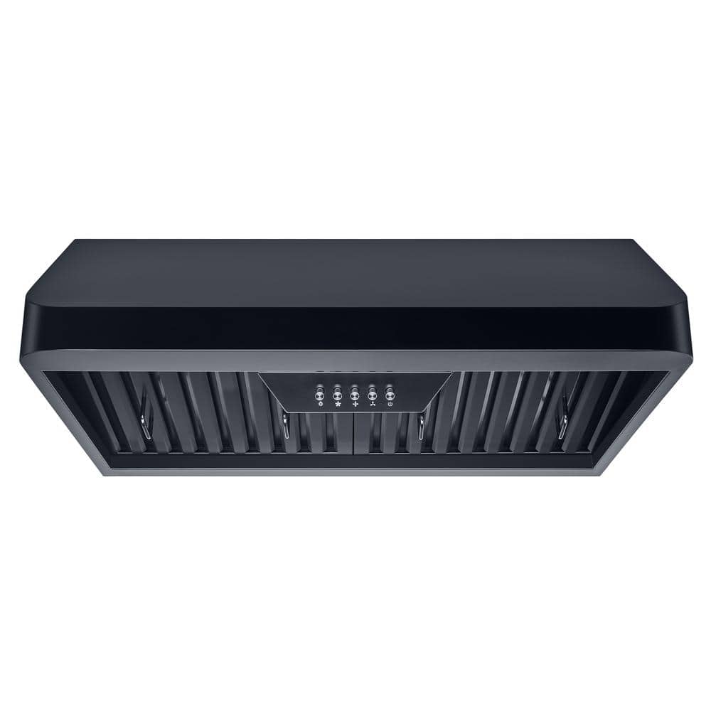 Winflo 30 in. 298 CFM Ducted Under Cabinet Range Hood in Black with Baffle Filters