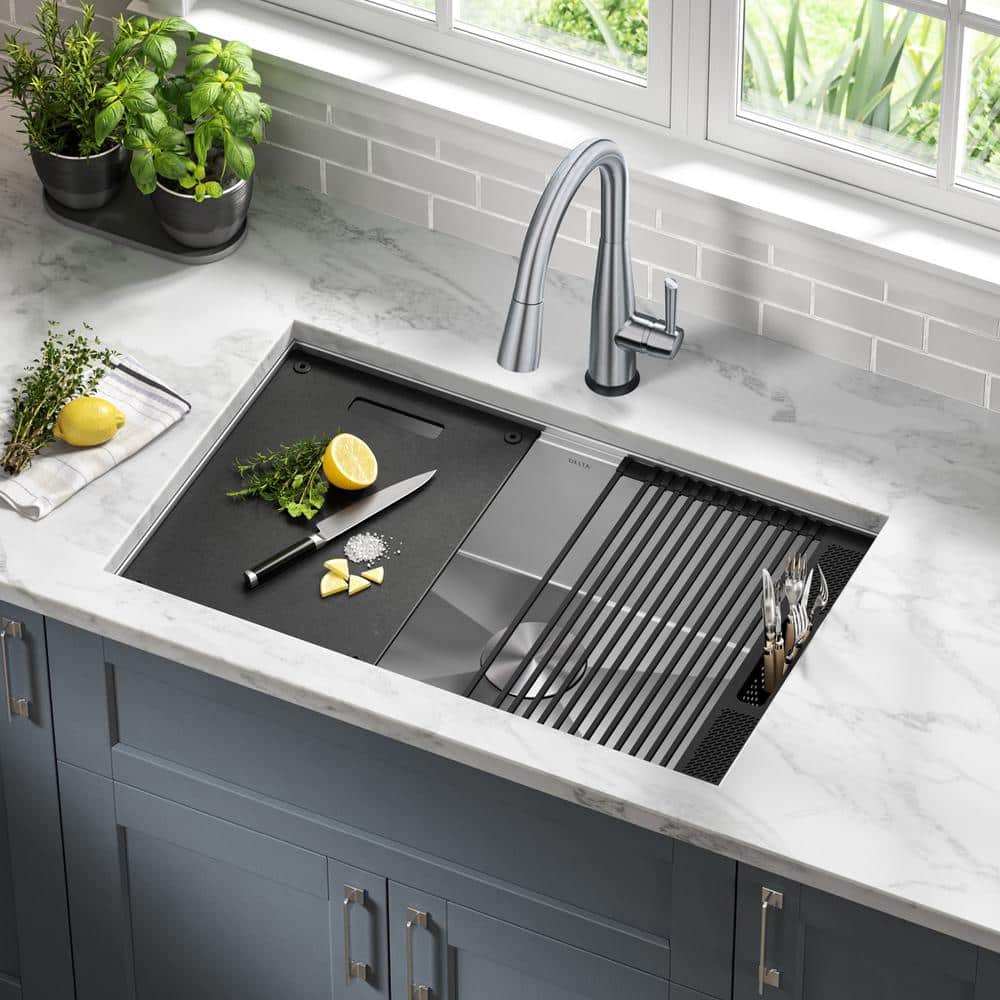 Delta 30-Inch Stainless Steel Workstation Undermount Kitchen Sink