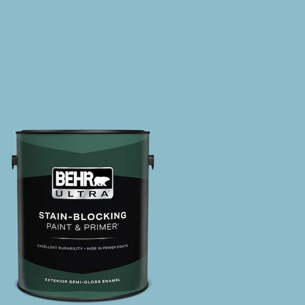 BEHR ULTRA 1 gal. #S460-3 Blue Echo Semi-Gloss Enamel Exterior Paint & Primer