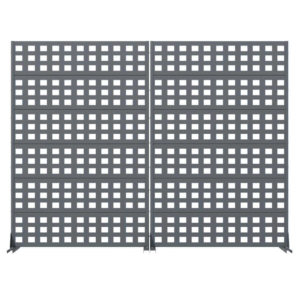 72 in. H x 47 in. W Outdoor Charcoal Galvanized Steel Decorative Garden Fence Privacy Screen (2-Pack) price history on PriceWatchPro