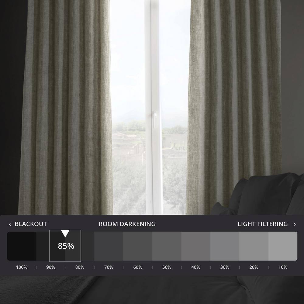 Oatmeal Faux Linen Room Darkening Drape Panel, 50W X 96L