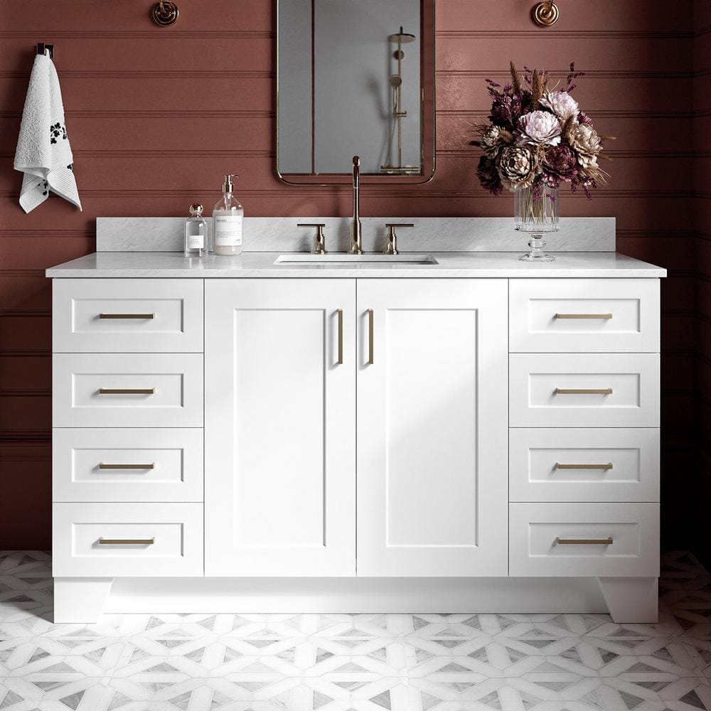 Taylor 60 in. Single Sink Freestanding Bathroom Vanity in White with 0.75 in. Carrara White Marble Top price history on PriceWatchPro