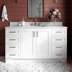 Taylor 61 in. W x 22 in. D x 35.25 in. H Freestanding Bath Vanity in White with Carrara White Marble Top