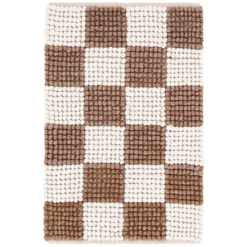 Natura 3 ft. x 5 ft. Brown/Ivory Modern Checkered Area Rug price history on PriceWatchPro