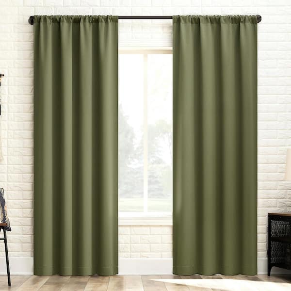 Sun Zero Bergen Theater Grade Sage Green Polyester 40 in. W x 63 in. L Rod Pocket 100% Blackout Curtain (Single Panel)