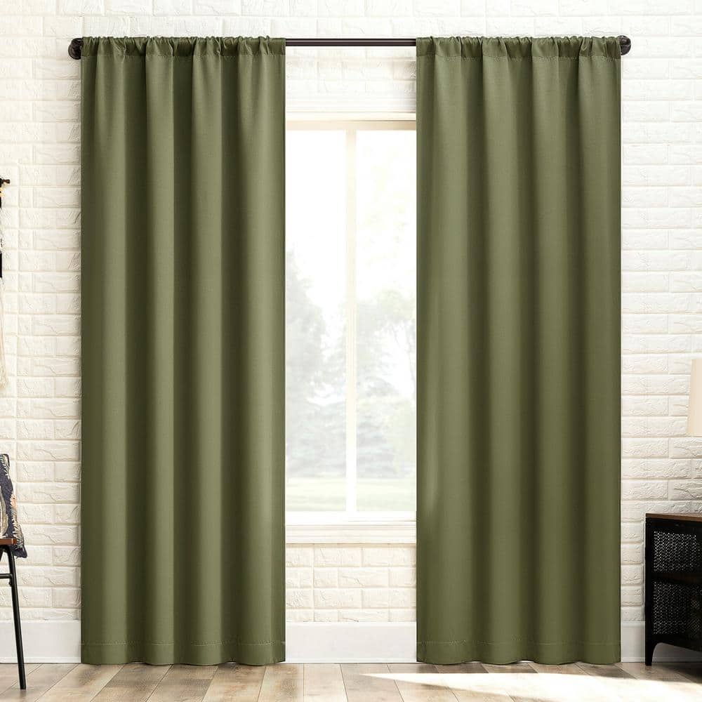 Bergen Theater Grade Sage Green Polyester 40 in. W x 96 in. L Rod Pocket 100% Blackout Curtain (Single Panel) price history on PriceWatchPro