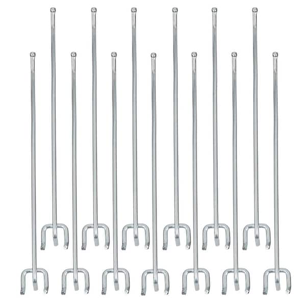 Everbilt 10 in. x 1/4 in. Zinc-Plated Steel Straight Pegboards Hooks (12-Pack)