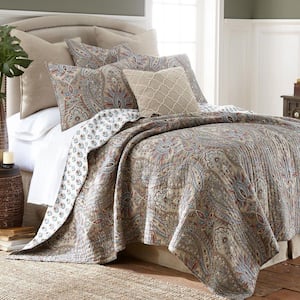 Kasey 3-Piece Taupe Medallion Cotton King/Cal King Quilt Set