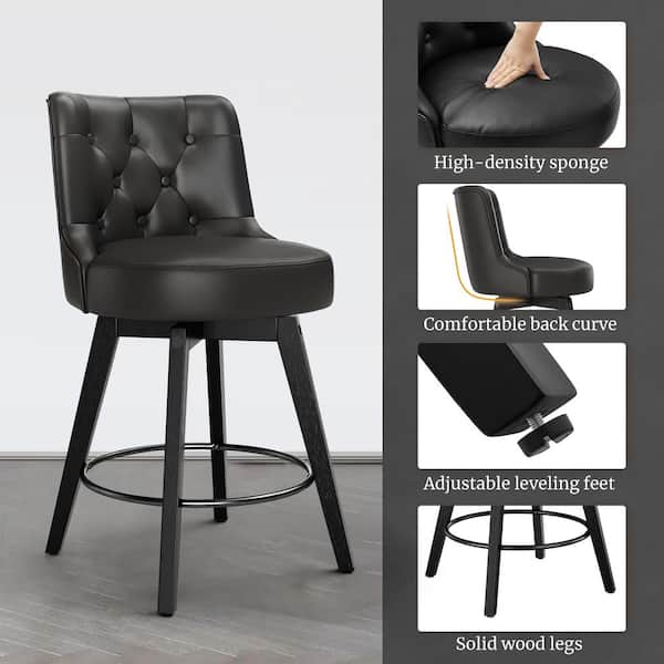 OrangeOne Rowland in Seat Height Black Faux Leather Counter