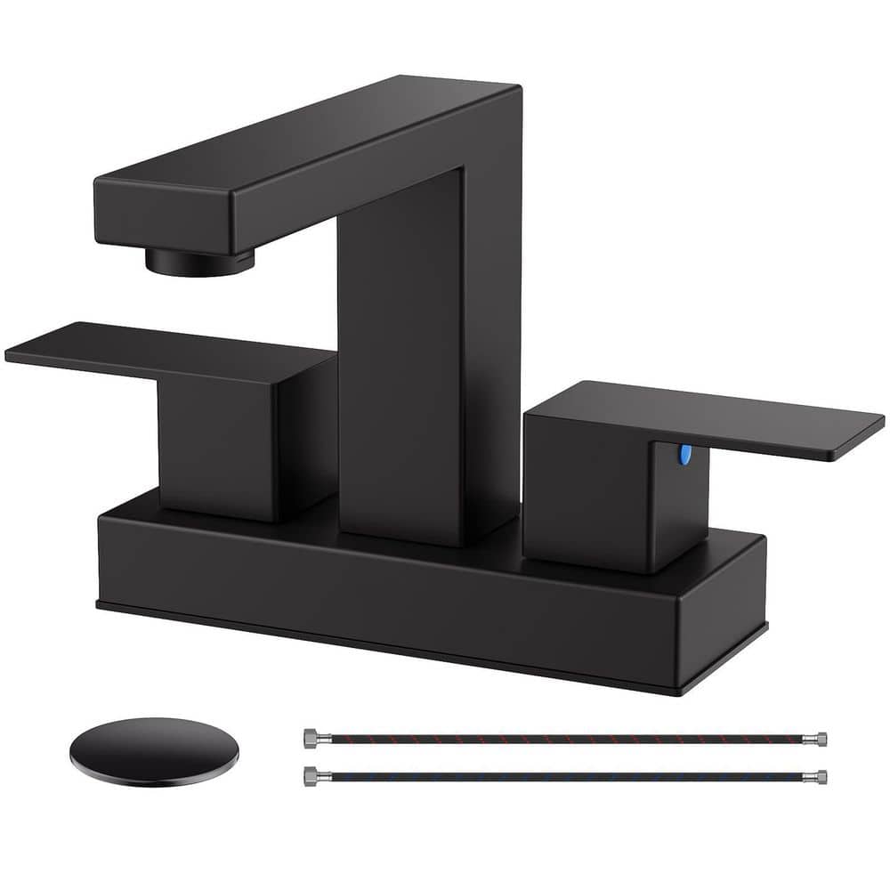 4 in. Bathroom Sink 2-Handle Faucet for Sink 3 Hole with Pop-up Drain and Supply Lines in Matte Black price history on PriceWatchPro