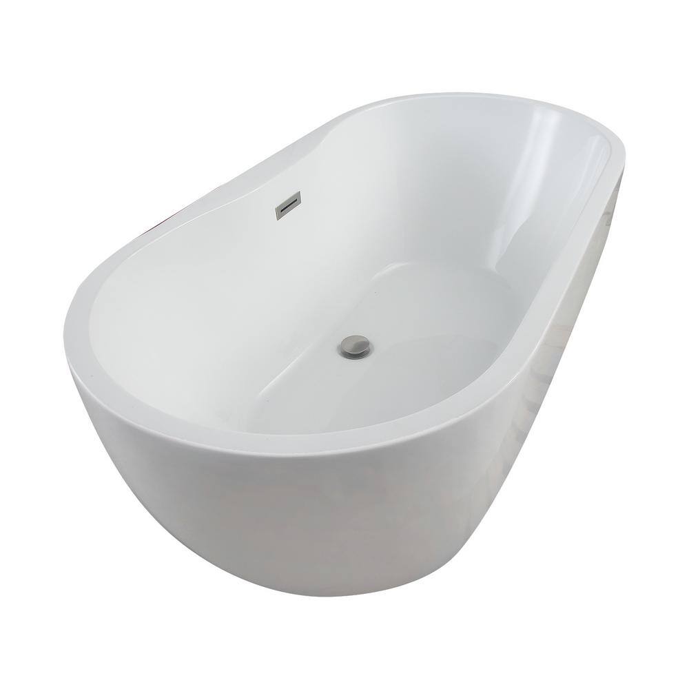 Penney 61'' White Freestanding Acrylic Soaking Bathtub