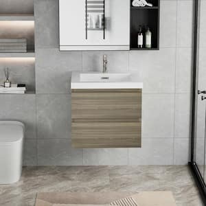 29.53 in. W x 19.69 in. D x 22.44 in. H Bathroom Wall Hung Vanity in Ash Grey with Single Basin Vanity Top in White