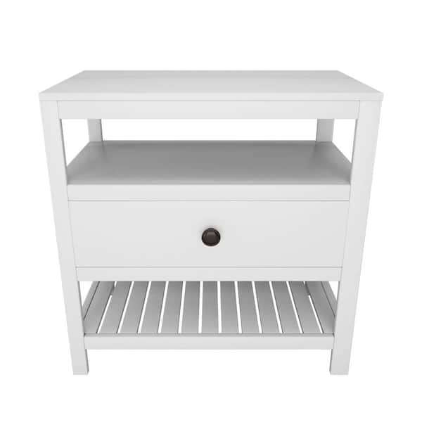 wetiny 26''L*15''W*25.2''H Wooden Nightstand with Drawers Storage 1of Drawers, White