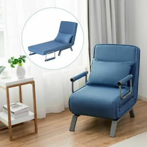 Blue Folding Sofa Bed Sleeper Convertible Arm Chair Lounge Couch 5-Position with Pillow Futon