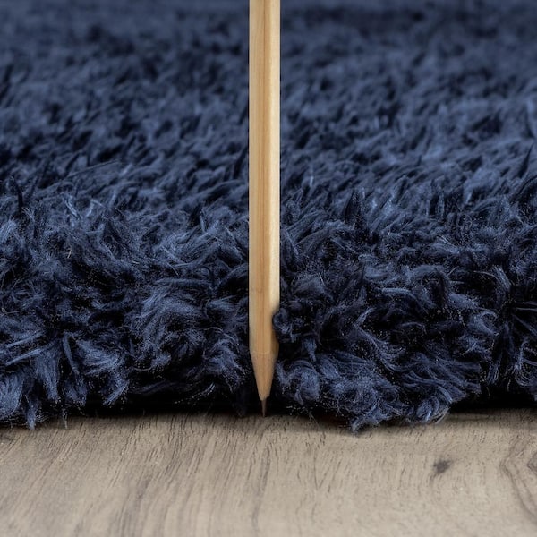 Heavenly Shag Solid Navy 8 ft. x 10 ft. Indoor Area Rug