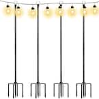 WaLensee 9.4 FT String Light Poles with Hook for Hanging String Lights for Garden Party Patio Christmas Wedding - 4 PACK