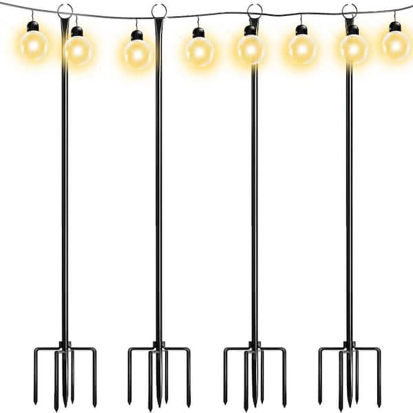 WaLensee 9.4 ft. Outdoor String Light Poles for Patio, Garden, Yard Flagpole 4 Pack