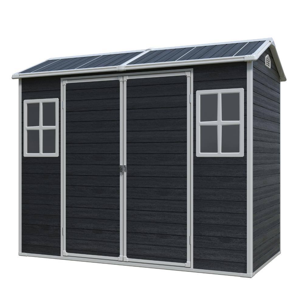 Black 8 ft x 4 ft Outdoor Storage Shed with Two-Window and Double-Door, Floor for Gargen price history on PriceWatchPro