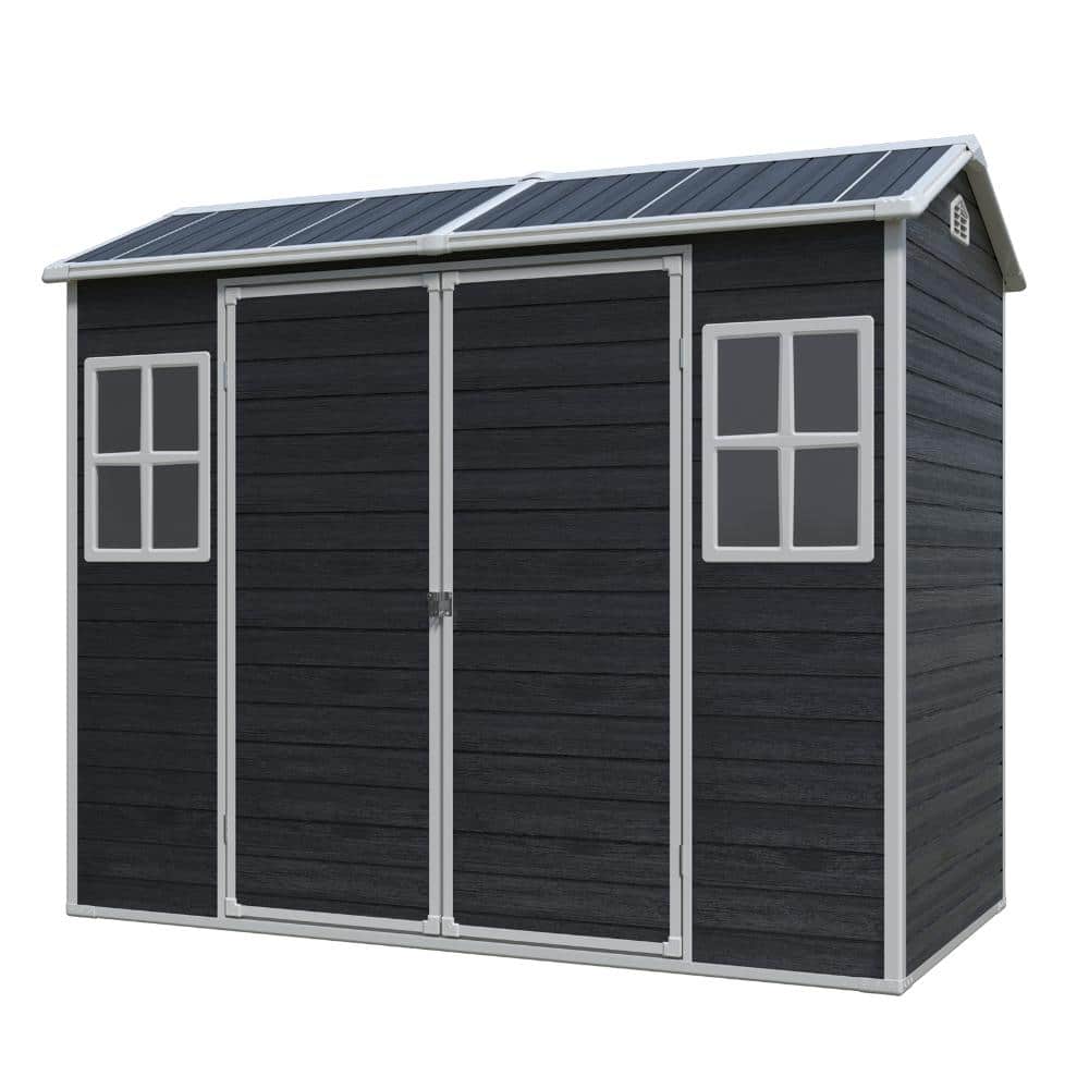 4 ft. W x 8 ft. D Black Outdoor Storage Resin Shed with Floor, Outdoor Tool Shed for Gargen Patio Yard (32 sq. ft. ) price history on PriceWatchPro