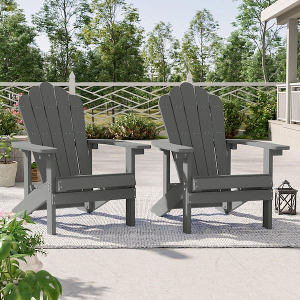Weather Resistant Light Gray Plastic Adirondack Chair (Set of 2)