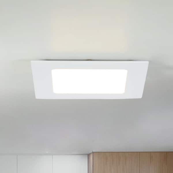 4 in. White Integrated LED Square Canless Recessed Light Dimmable Remodel Flat Panel Light for Office, Adjustable CCT