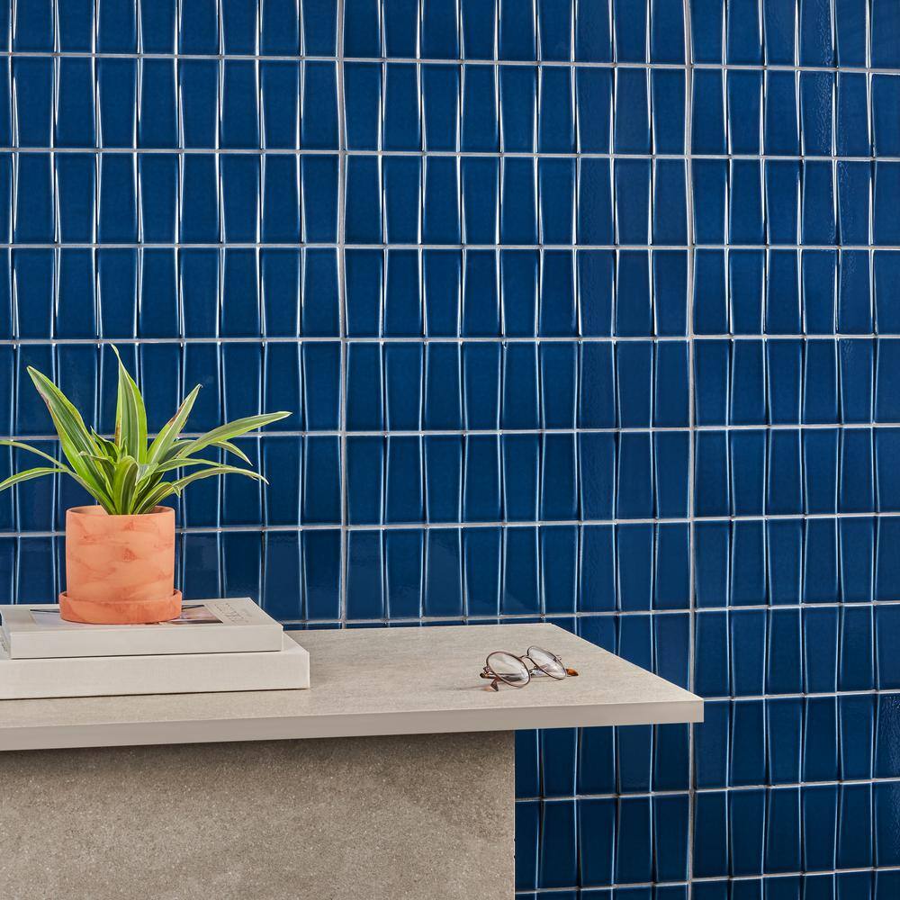 Nautical Blue Glazed Ceramic Subway Wall Tile 4.43'' x 17.62''