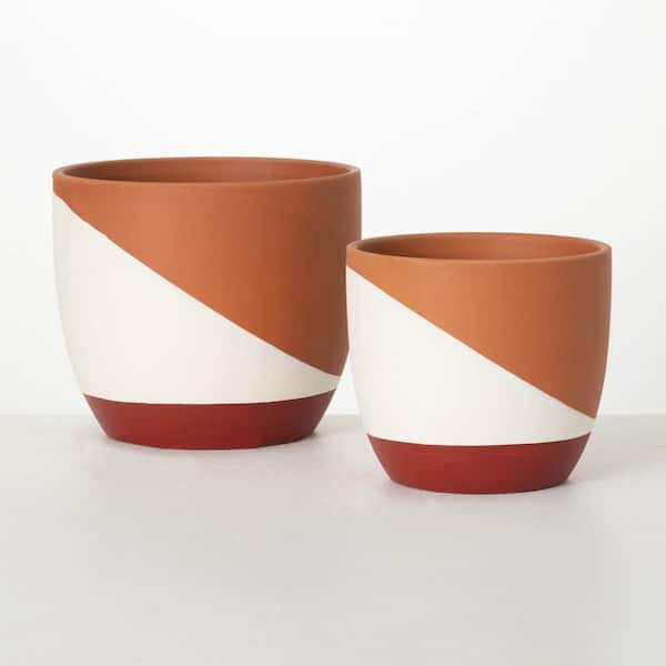 SULLIVANS 8.5 in. and 7 in. Medium Retro Modern Design Indoor Pot Set of 2