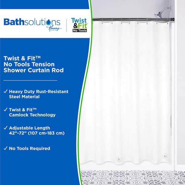 Twist and Fit No Tools 42 in. to 72 in. Steel Adjustable Shower Rod in Black