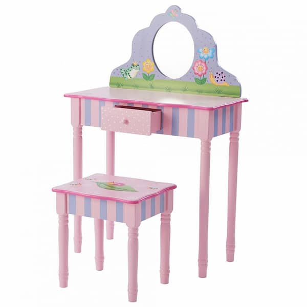 Teamson Kids Fantasy Fields Magic Garden Play Vanity Table and Stool ...