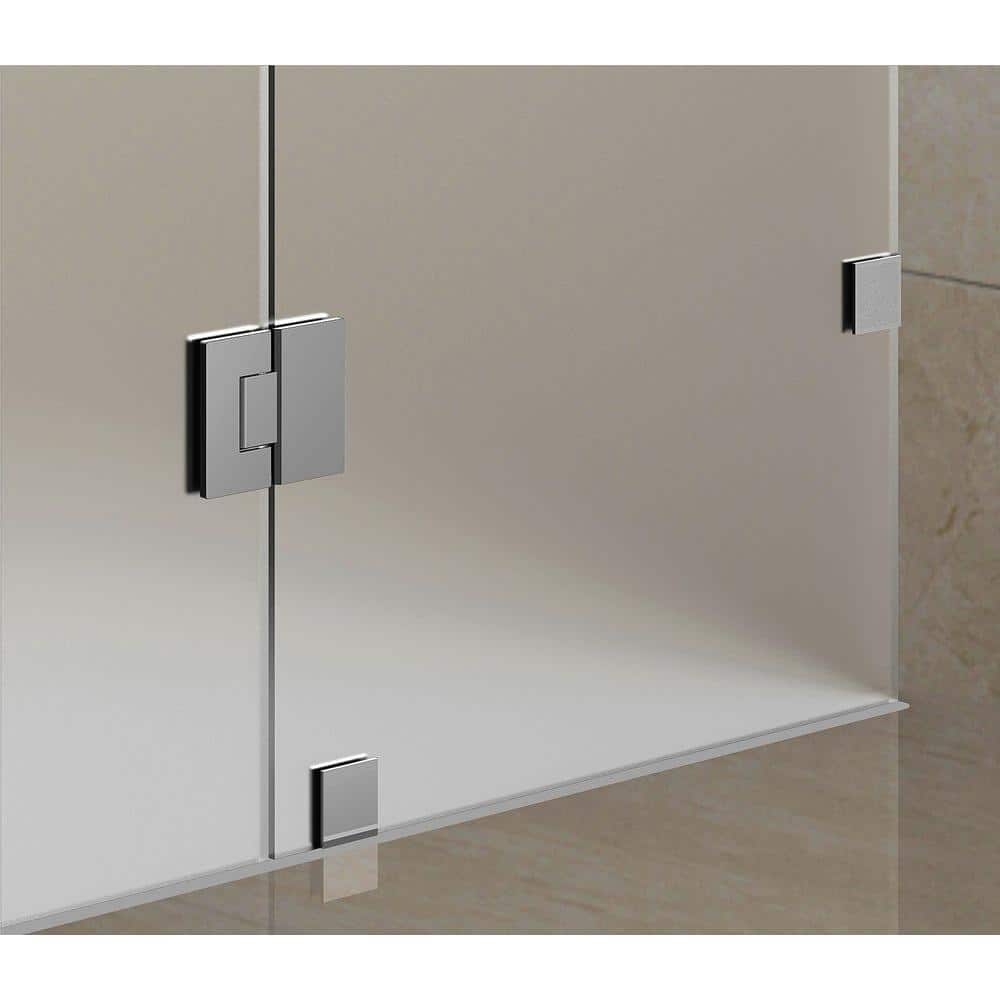 Avalux 33" Frosted Glass Frameless Stainless Steel Shower Enclosure