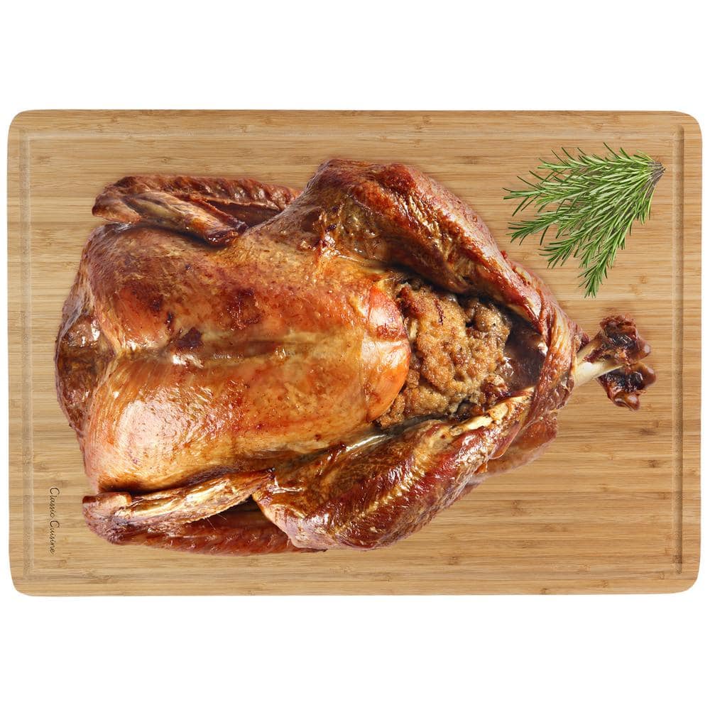 Classic Cuisine Extra-Large Bamboo Cutting Board - Eco-Friendly Thick Chopping and Serving Board with Juice Groove