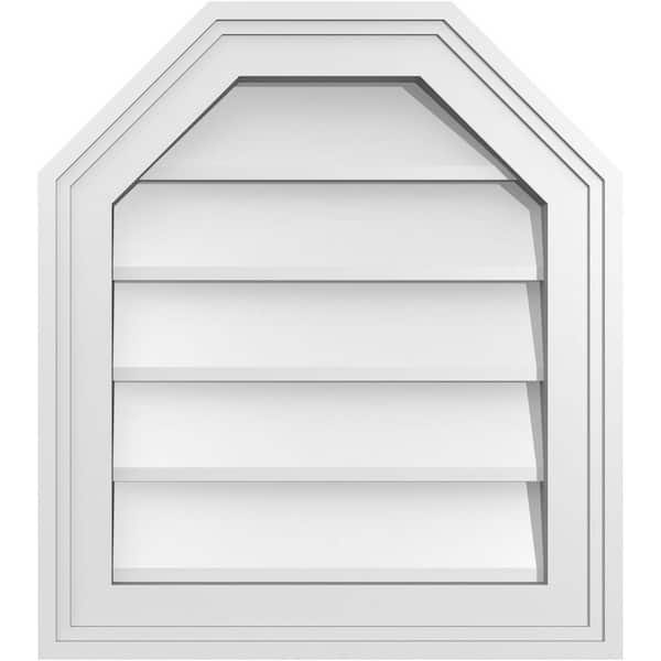 Ekena Millwork 16 in. x 18 in. Octagonal Top Surface Mount PVC Gable Vent: Decorative with Brickmould Frame