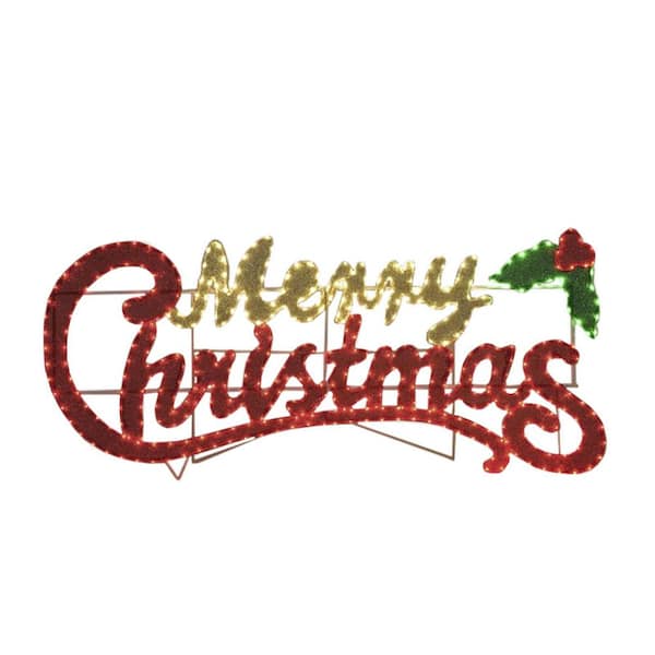 VEIKOUS 71 in. L 2-in-1 LED Hanging and Freestanding 439L Merry Christmas Sign