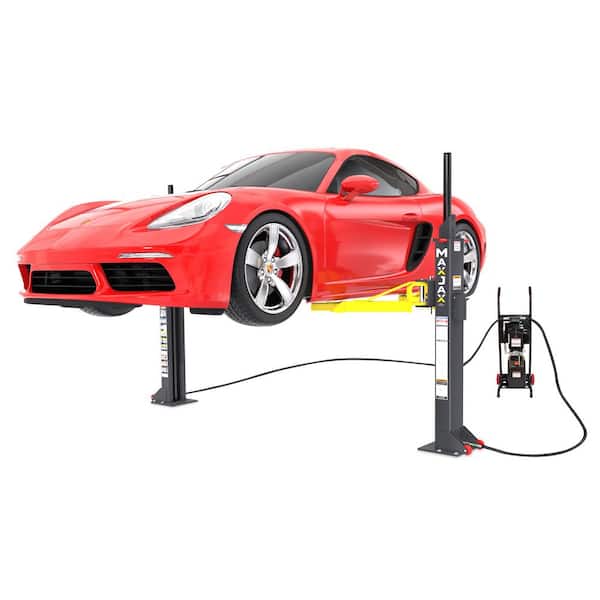 MAX JAX Symmetric Portable 2 Post Car Lift with 7,000 lbs. Weight Capacity and 110V Power Unit Included