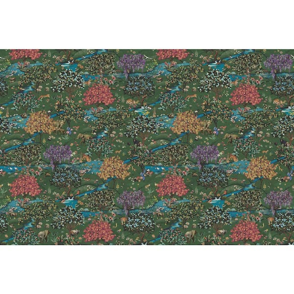 Multi Enchanting Forest and Hills Print Non Woven Non-Pasted Textured Wallpaper 57 sq. ft.