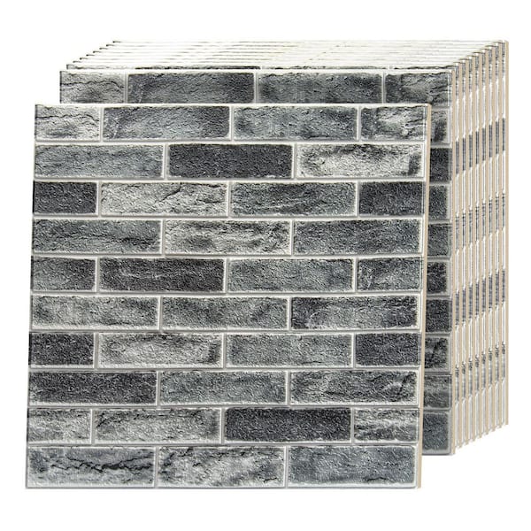 Stone Ash 27 in. x 27 in. Self Adhesive Faux Brick 3D Wall Panels, Peel and Stick Foam Wallpaper (101 sq. ft. /Case)