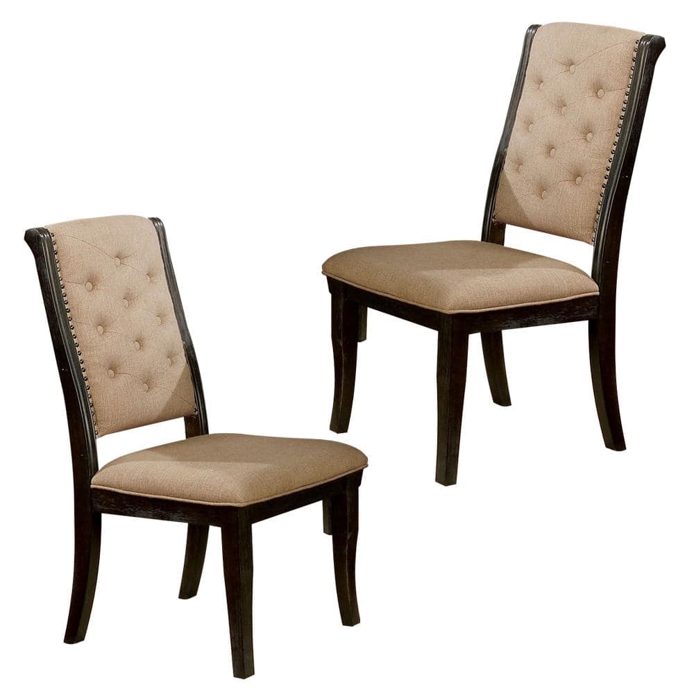 Aditya Dark Walnut Fabric Side Chair Set of 2 AD8311WN-SC-2PK - The ...