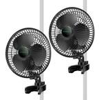 AeroWave Portable 6 in. 2-Speed Clip Fan in Black with Auto Oscillating for grow tents (2-Pack)
